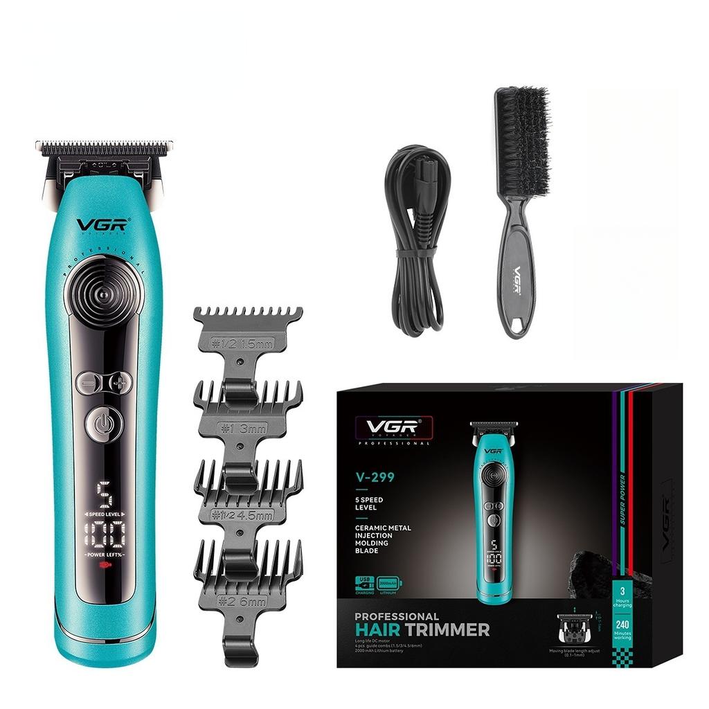 Original VGR V-299 Electric Hair Clipper with 5 Gear Acceleration for Men with LCD Digital Display Hair Salon Household Oil Head Carving Hair Trimmer