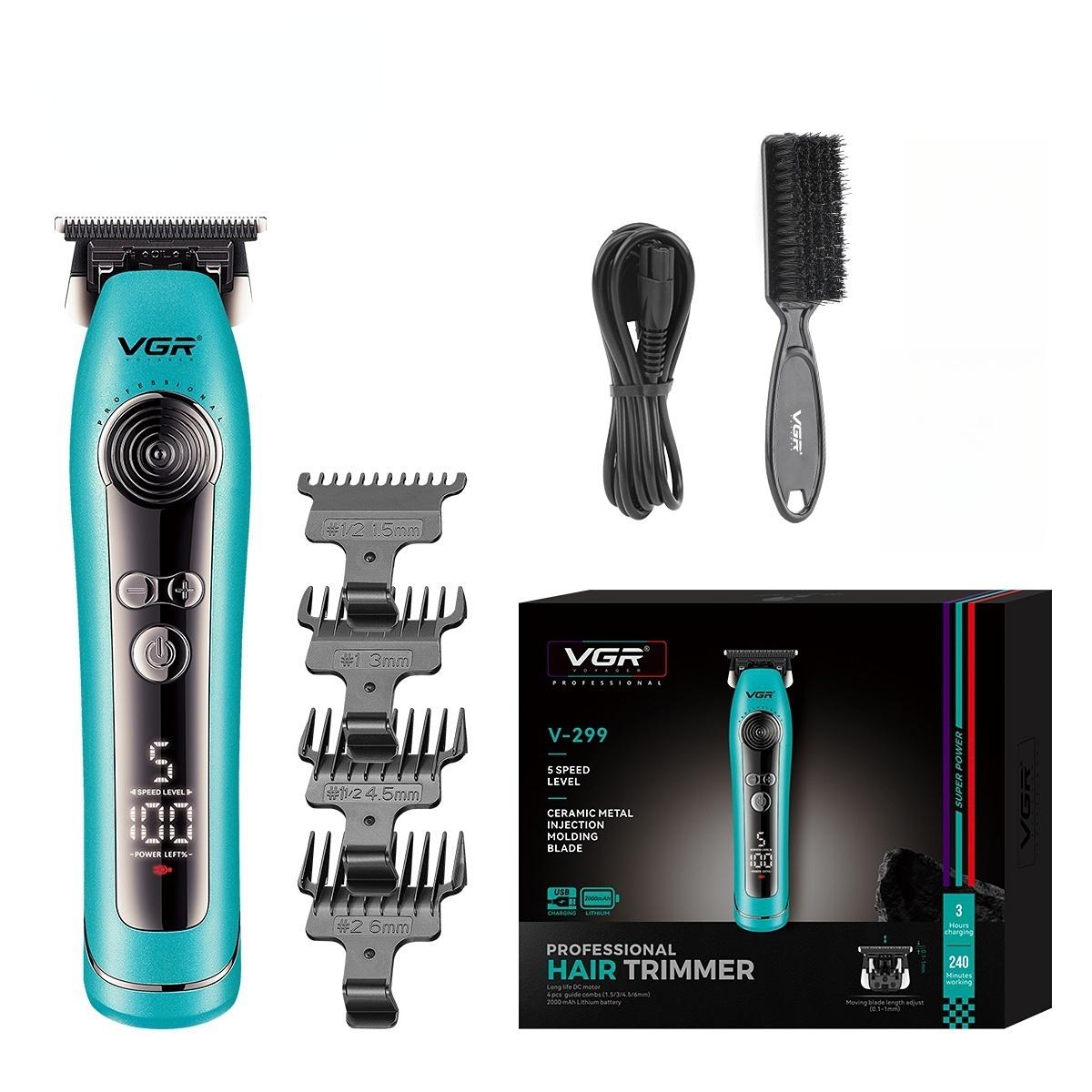 

VGR V-299 Electric Hair Clipper with 9000 RPM 5 Gear Acceleration for Men with LCD Digital Display Hair Salon Household Oil Head Carving Hair Trimmer
