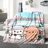 Customizable Yier BuBu Bear1 Throw Blanket – Personalized Name, All-Season Cozy Snug Blanket, Machine Washable, Personalized Blanket