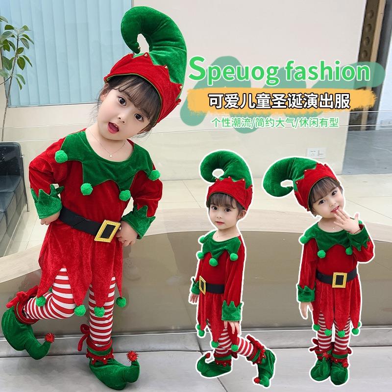 Christmas Costume Girl Green Elf Princess Dress Performance Costume Baby Christmas Costume Theme