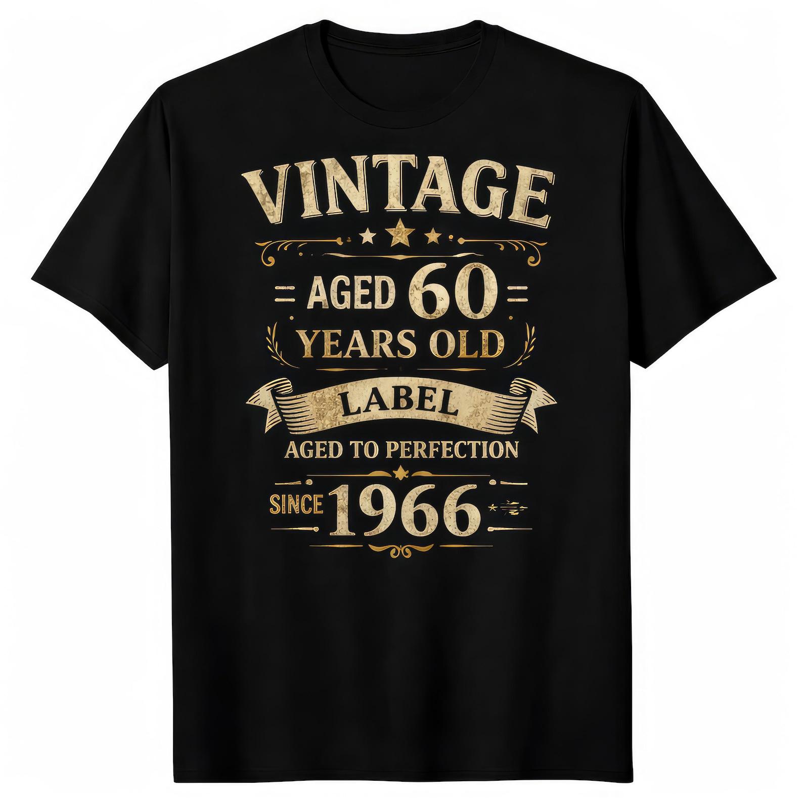 60th Birthday Vintage 1966 Aged To Perfection Gift T shirt 4XL