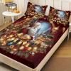 3pcs Merry ChristmasSanta Claus Print Coreless Bedsheet Set Various Sizes Bed Covers Bedroom Bedding Holiday Decorations