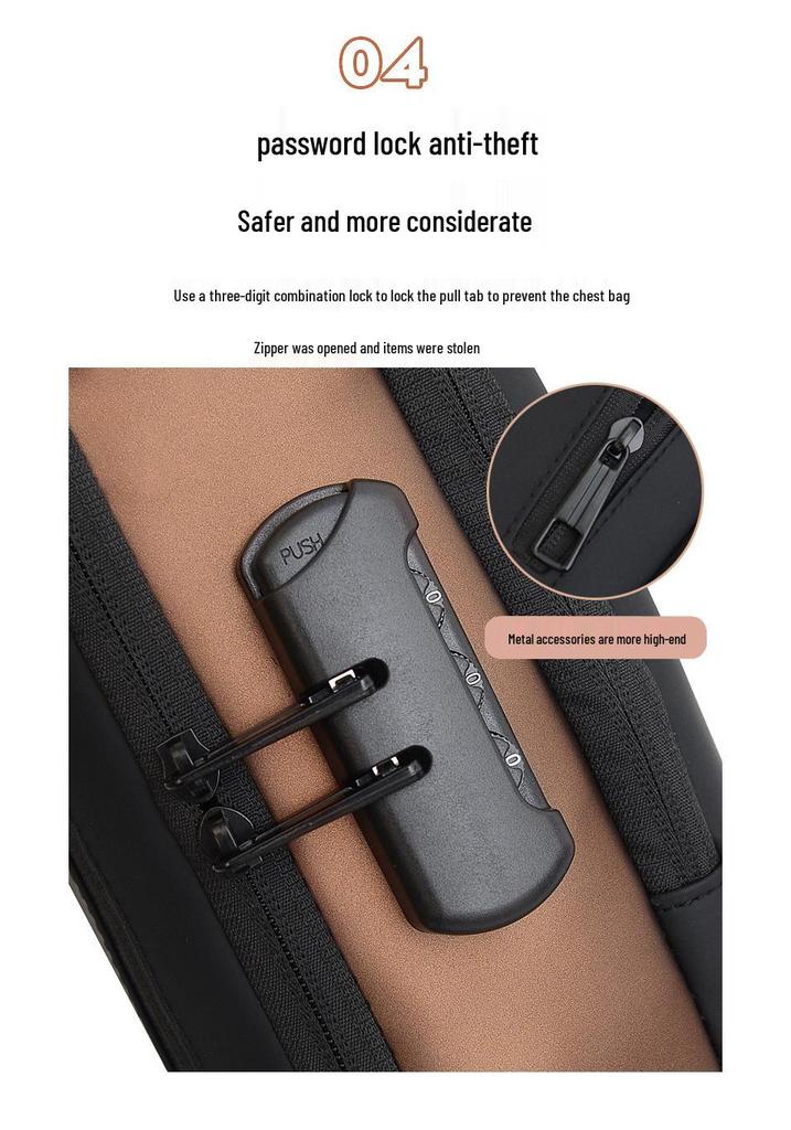 Men's Anti-Theft Crossbody Bag with Password Lock for Cycling, Running, and Travel
