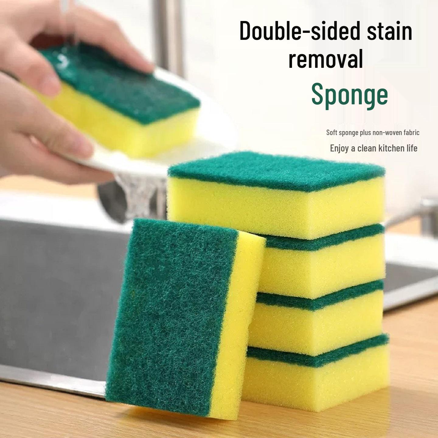 Magic Nano Dishwashing Double-Sided Sponge Scrubber for Oil Removal Dual Decontamination [6 pcs]