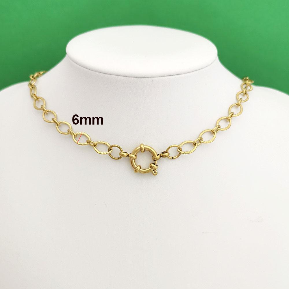 Segler Federverschluss Halskette Damen Herren Choker Edelstahl Geometrisches Glied Gedrehte Kette Rolo PVD Gold Silber