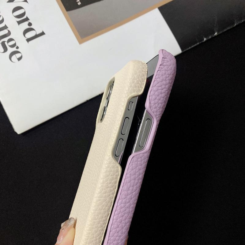 Half-wrapped Lychee Pattern, Suitable for Apple 15promax Phone Case, IPhone14 Anti-drop 13 Creative Women's Leather Case