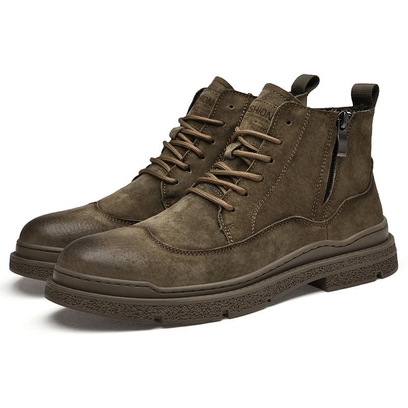 Golden Sapling 2025 New Spring Retro Boots for Man Outdoor Vintage Chunky Flats Male Genuine Leather Lace-up Ankle Boot Shoes