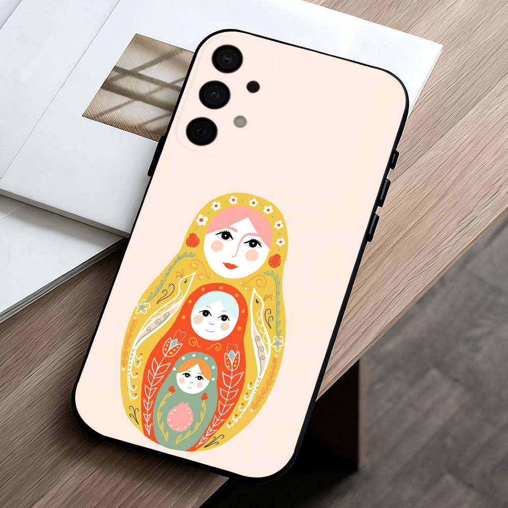 R-Russian Art M-Matryoshka Phone Case For Samsung Galaxy A73,A72,A71,A70,A53,A52,A51,Others Soft Black Cover