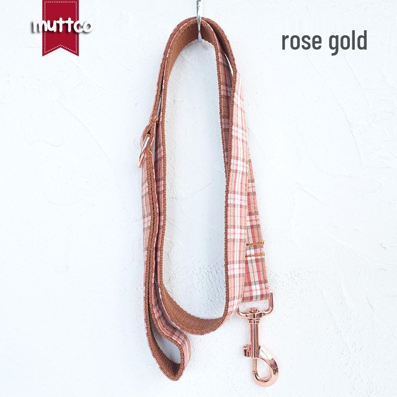 Plaid Dog Collar & Alloy Buckle Leash Set - UDC-042M Medium
