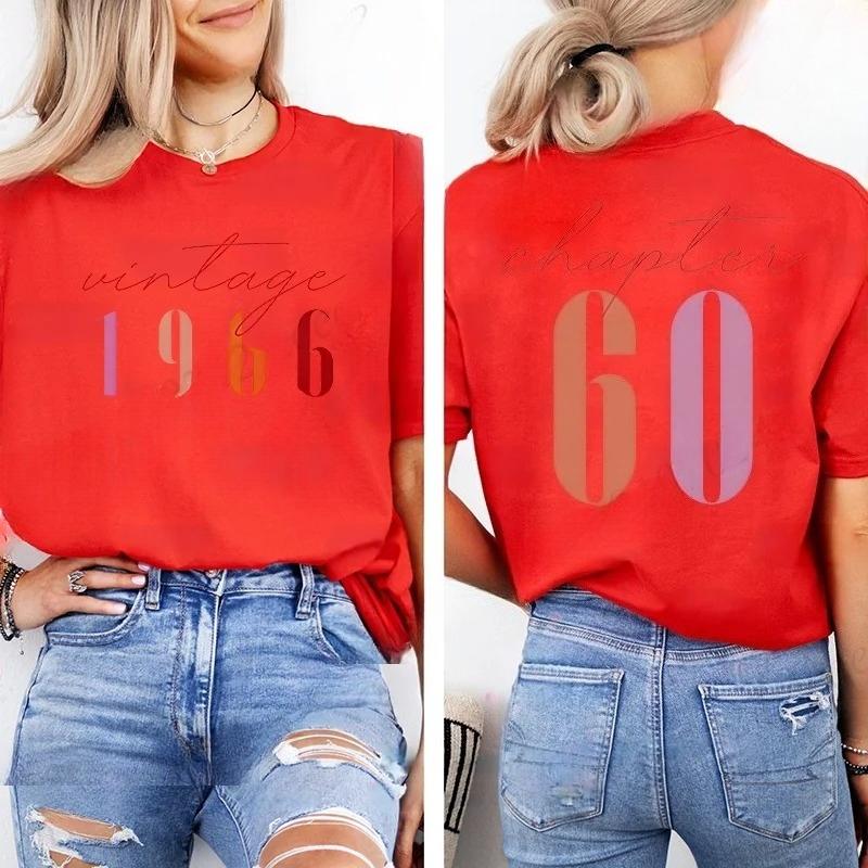 Classic 1966 Graphic Print Fashion Women's T Shirts Vintage 60th Birthday Women Aesthetic T-shirts 60 Bday Casual Tee Shirts