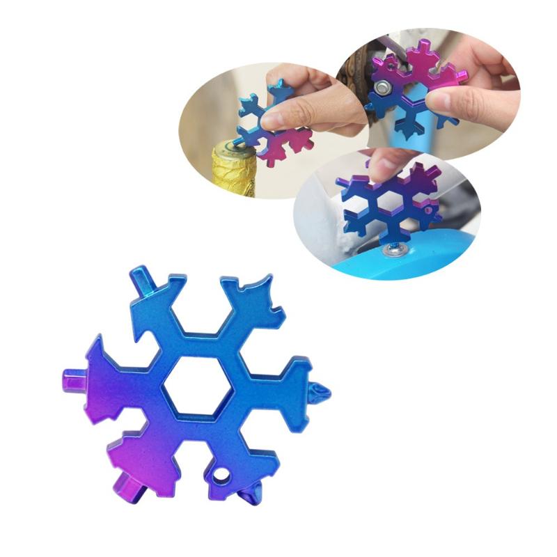 18 In 1 Snowflake Snow Wrench Tool Spanner Hex Wrench Multifunction Camping Outdoor Survive Tools Bottle Opener Screwdriver