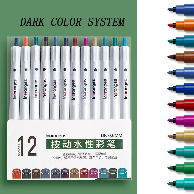 12/36 färger Klick Akvarell Penna Konst Markör Set Tvättbar Färgglad Handskrift Notera Måla Hand Konto Penna för student