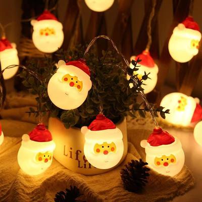 Christmas Decorative String Lights Battery Powered LED Garland Santa Claus Snowman Bear New Year's Christmas Party Decor Light