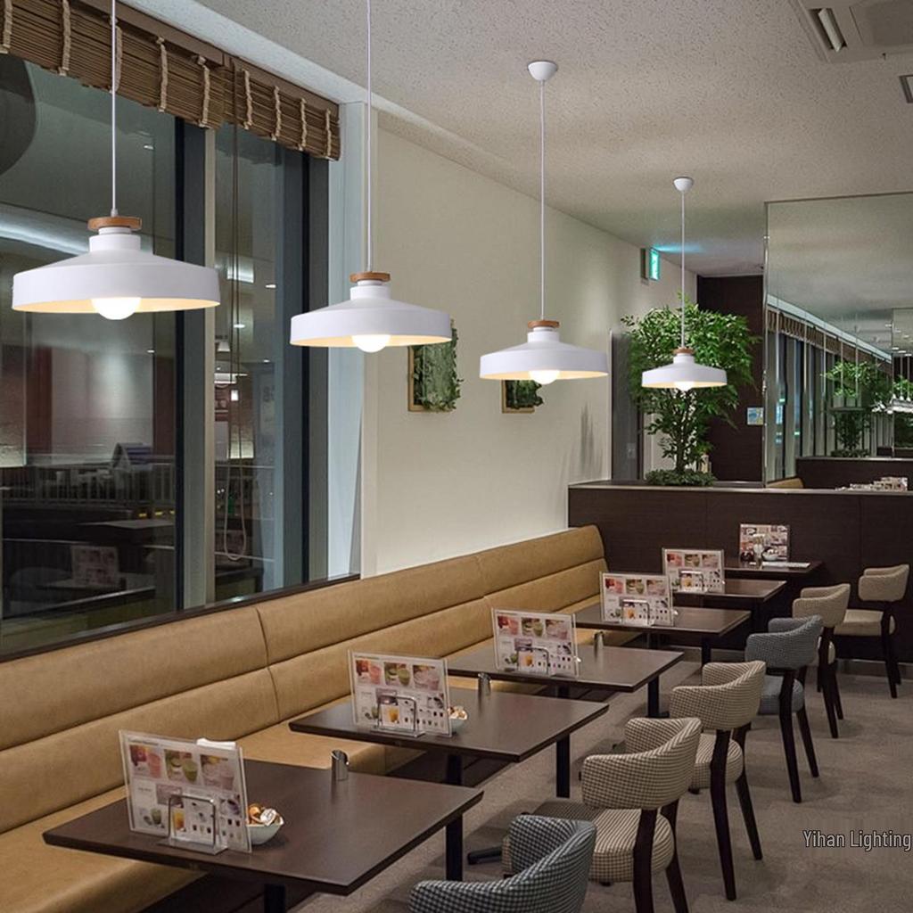 Modern Nordic Single-Head Pendant Light for Hotels, Bars, and Restaurants - Industrial Retro Style Lampshade.