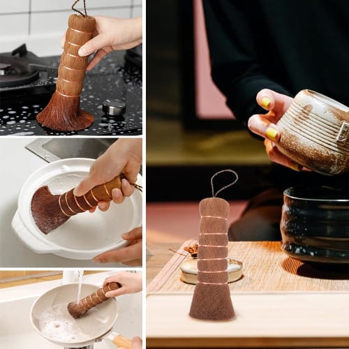 KALOLINNA Palm Brush, Kitchen Scrubbing Brush, for Cleaning Pans, Pans, and Woks, Removing Grease, Made with Natural Materials, Durable, and Perfect f