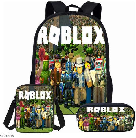 New Roblox Student School Bag Roblox Digital Printing Backpack Three-piece Set Lunch Bag Pencil Case