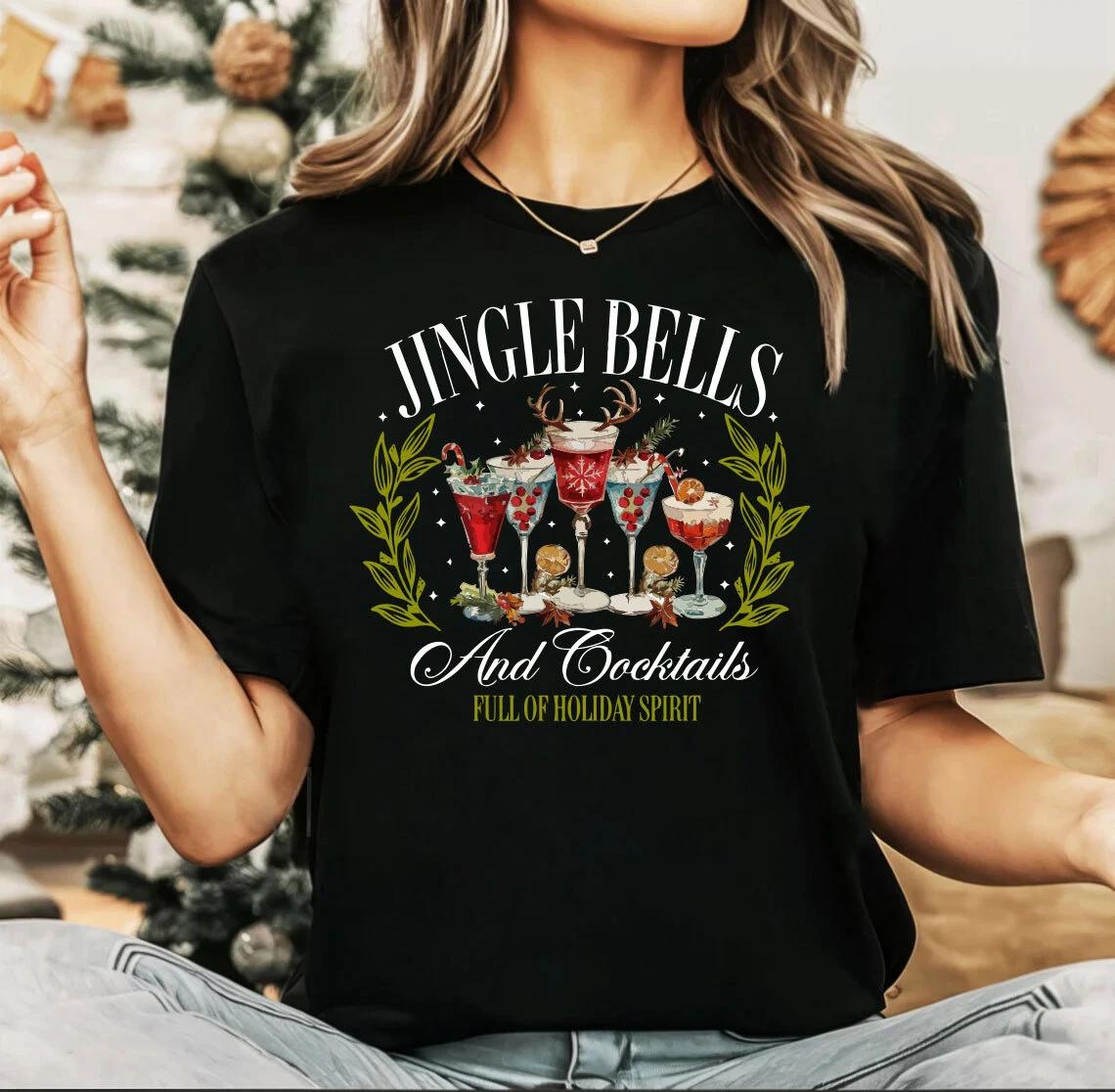 2024 Christmas unisex t-shirt,Night before Christmas party, Cocoktails S
