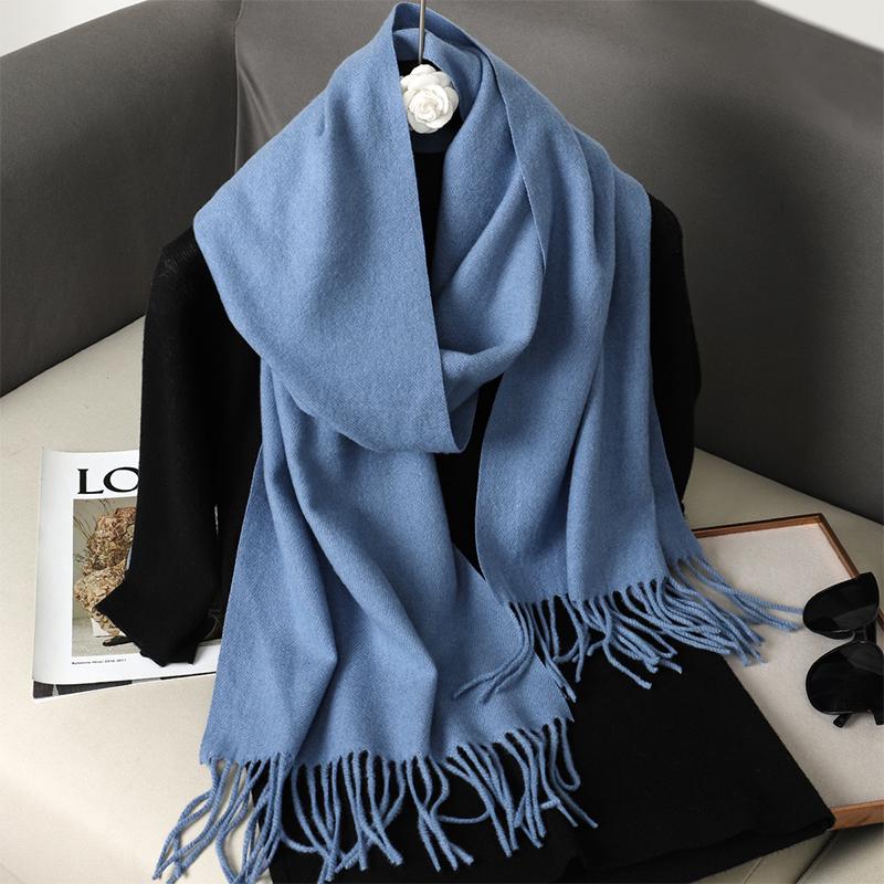 Nytt 62 farger Vinterskjerf for kvinner Langt Varmt Kasjmirskjerf Hijab Ensfarget Dame Sjal Wrap Kvinnelig Pashmina Bandana Hodeskjerf