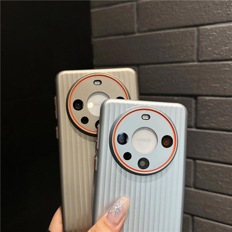 For Huawei Mate 60 Pro Plus Corrugated Grain Plating Metallic Paint Anti fingerprint PC Shockproof Anti-Slip Back Cover Case Shell