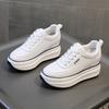 Women's shoes new slope heel muffin platform casual shoes small inner height increase four seasons white shoes single shoes velvet