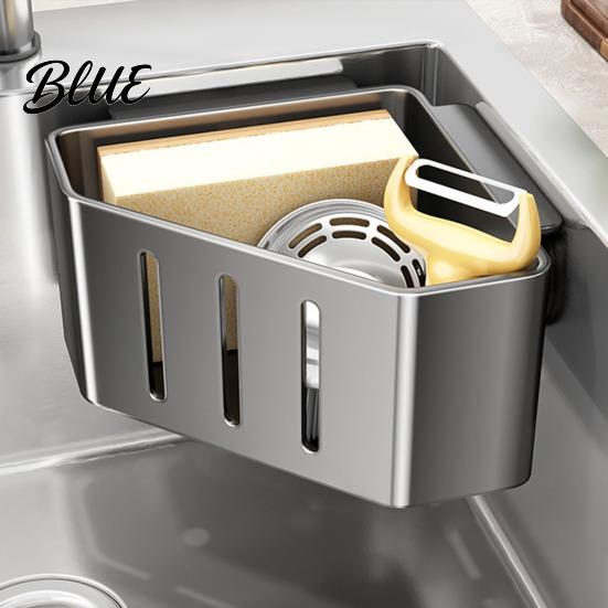 Sink Sponge Holder Filter Rack with Suction Cups for Kitchen Excellent Drainage Caddy Rustproof Carbon Steel Multi-Functional Storage Soap Brush