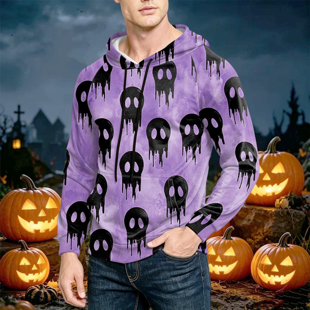 Men's Casual Loose Fit Printed Hoodie with Pocket and