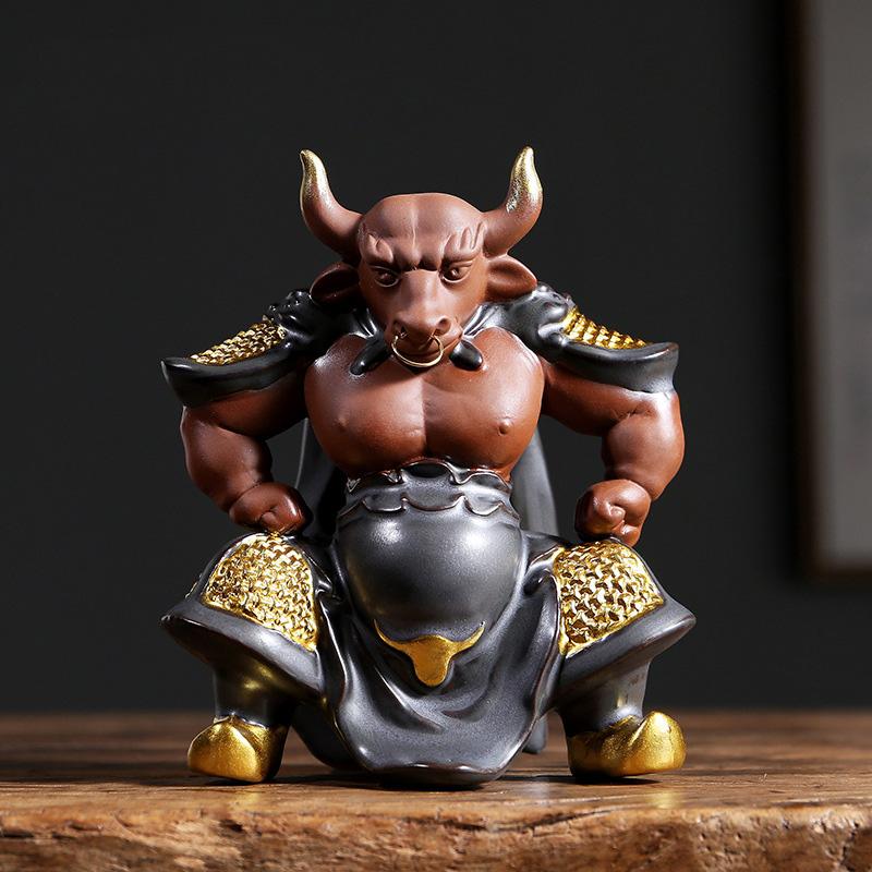 Mythical TV Character Bull Demon King Sculpture Statue Ceramic Art Domineering Home Living Room Bedroom Decoration Ornaments