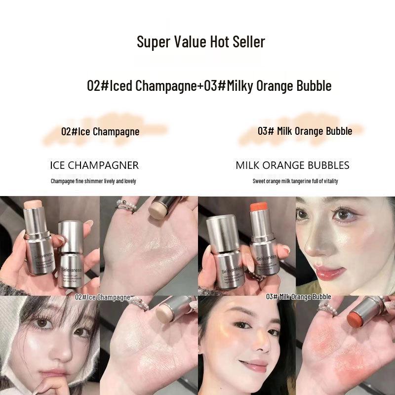Karlshi Dewy Highlight & Contour Stick for Women – Fine Shimmer Nude Makeup Cream Blush