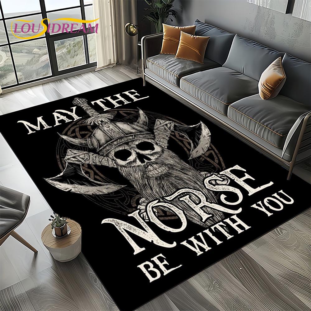 Odin Viking Symbol Valknut Nordic Valhalla Carpet Rug for Living Room Bedroom Home Sofa Decoration,Area Rug Non-slip Floor Mat