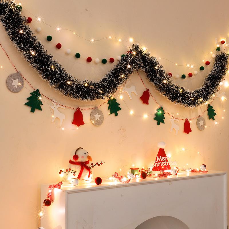 Christmas Tinsel Ribbons with Bow Christmas Banner Decoration Wall Hanging Pendants Home Decoration New Year Room Decor Navidad