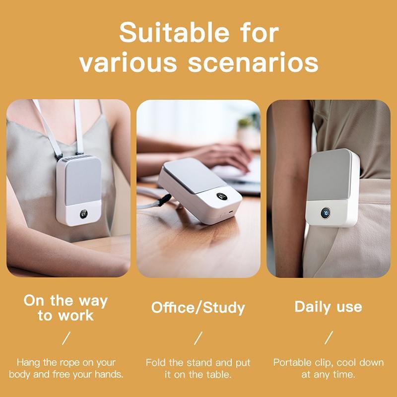 Portable Mini Fan 5V USB Rechargeable Fans Outdoor Standing Silent Neck Fan Hand Desk Small Air Cooler Fan Neckband Fan Cooling