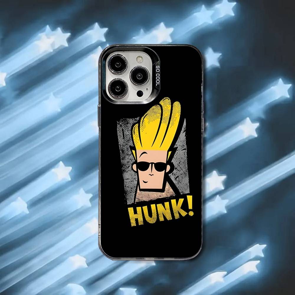 Cartoon J-Johnny Bravo Phone Case For iPhone 16,15,14,13,12,11,8,7,Pro,Max,Plus,Mini,XS,SE Black Matte Hard