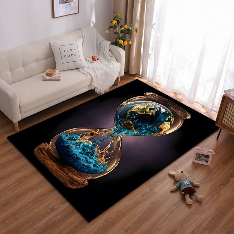 

Hourglass Earth World Map Design Carpet with Blue and Gold Colors Suitable for use as an anti-slip for living room bedroom sofas 40x60cm( 15x23in )