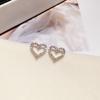 Love Heart Earrings - Fashionable, Elegant, Luxurious, High-End, Hollowed-Out, Diamond-Studded Heart-shaped Ear Rings