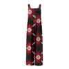Women's Christmas Print Solid Wide Leg Strapless Tank Pocket Casual Onesie