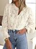 Women's Elegant Lace Long Sleeve Blouse Casual Loose Fit Button Up Shirt Spring Autumn Fashion Top Office Wear