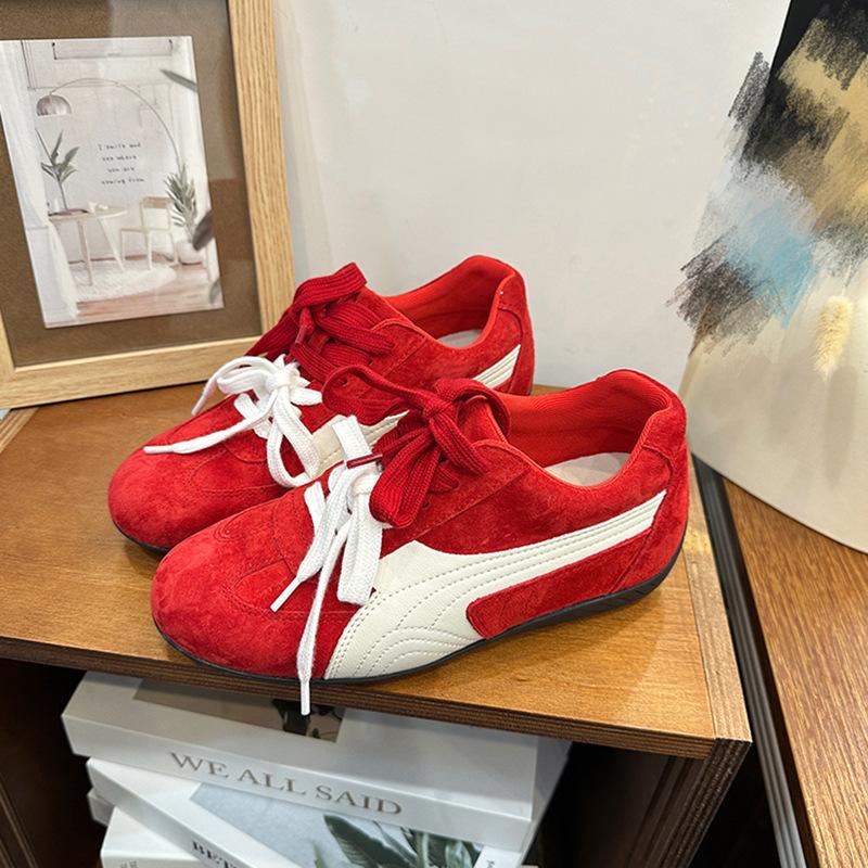 6cm inner height increase German training shoes women's 2025 new versatile flat-bottomed retro Forrest Gump shoes red casual shoes women's