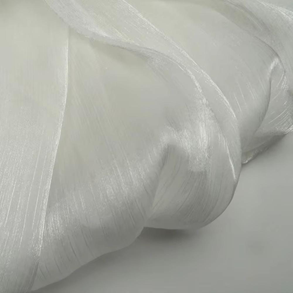 Romantic Style Water Ripple Organza Fabric 1m Bright Crepe Gauze Tulle DIY Wrinkled Fabric Wedding Decorative