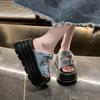 Fashion 8CM Chunky Platform Canvas Sandals Women Thick Bottom Wedges Slippers Female New Summer Non Slip Beach Shoes Woman Buckle Slides