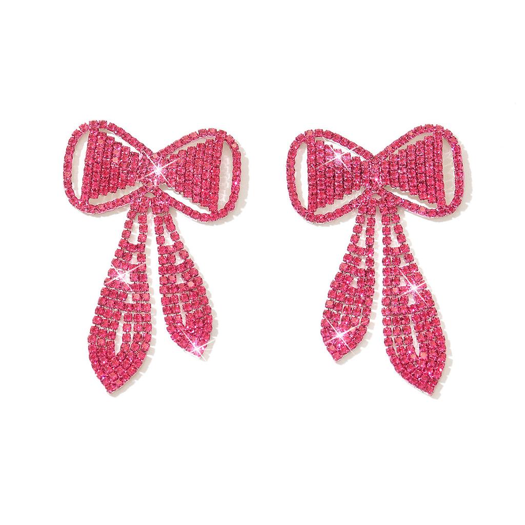 Rhinestone Earrings Temperament Bow Crystal Rhinestone Earrings Women'S Premium Bridal Earrings Earrings