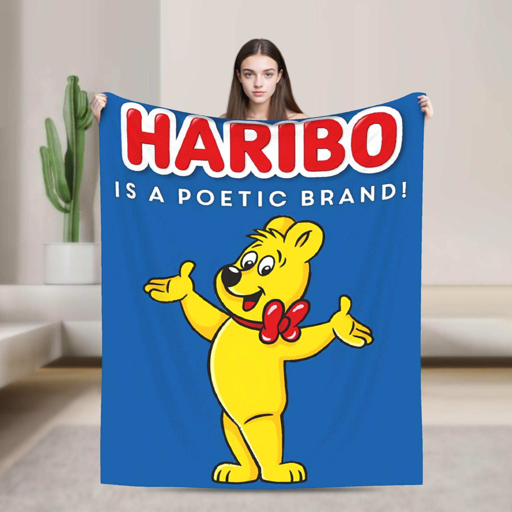 Coperta in Flanella Caramelle Orsetti Haribo Invernale Morbida Resistente Plaid per Studenti Divano Letto Copriletto Novità Copridivano Letto Sofa
