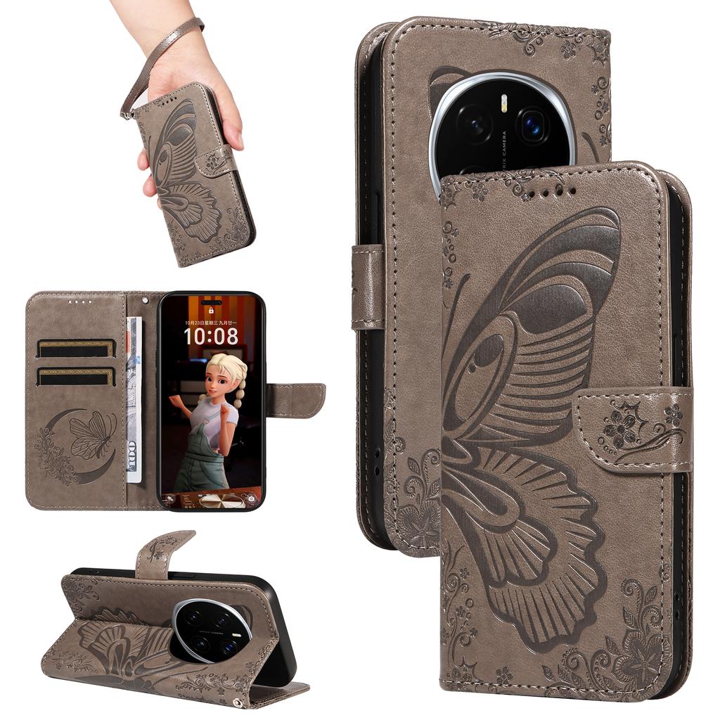 For Honor Magic7 Pro 5G Case Butterfly Pattern PU Leather Folio Flip Phone Cover