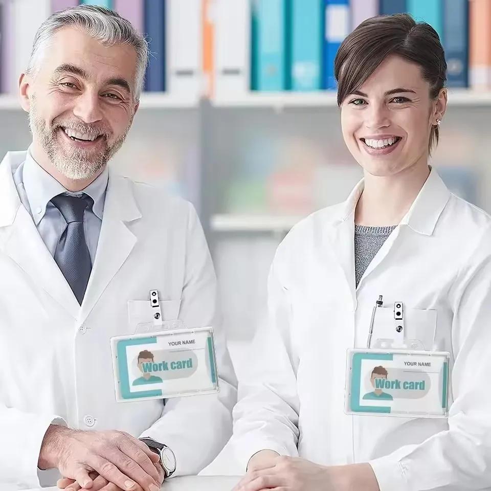 20/10/5/1PCS Transparent Frosted ID Tag Name Badge Holder Premium Clear Plastic Card Sleeve for Nurse Staff Card Protector