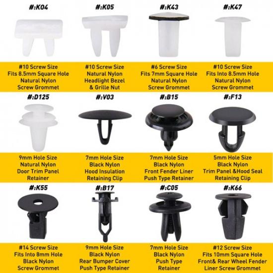 317pcs Push Type Clips Bumper Fender Liner Retainer Assortment For Toyota Camty