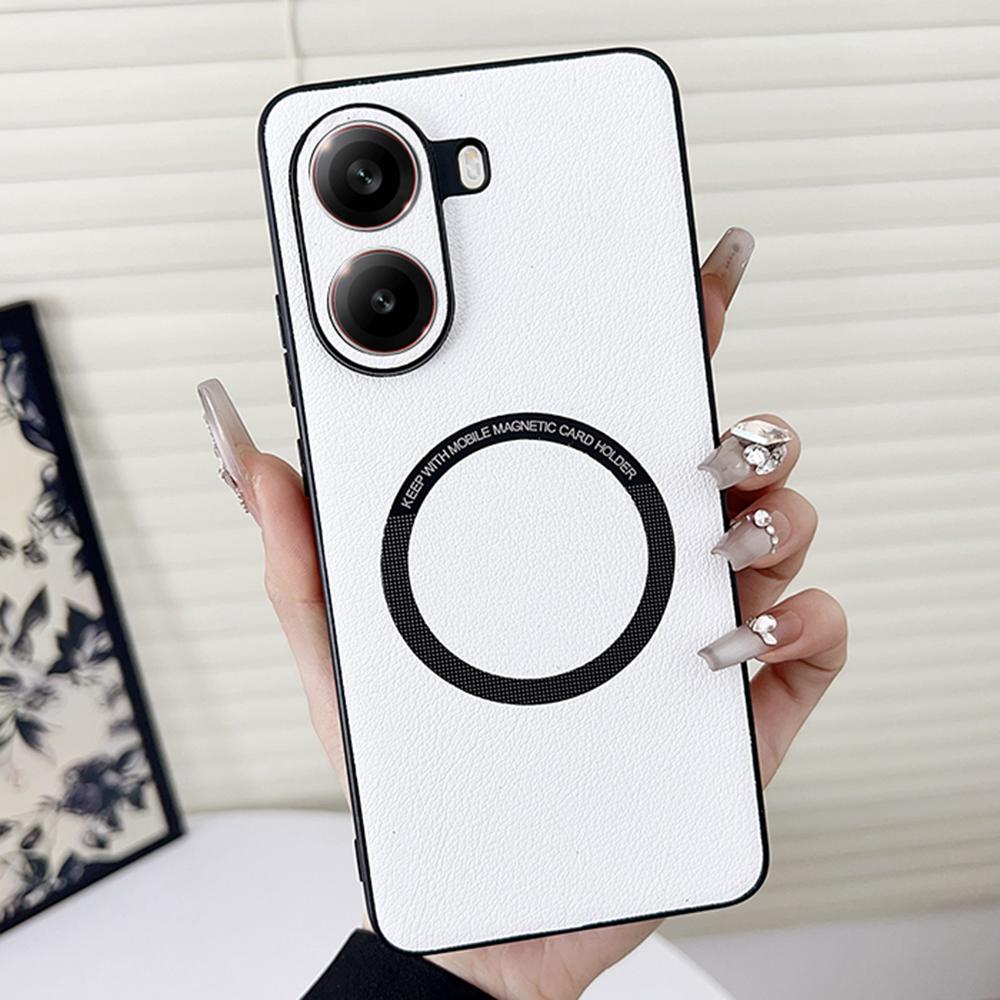 

Для Xiaomi Poco X7 Pro 5G Чохол Протиударний Шкіряний PU+TPU Чохол Сумісний з MagSafe White