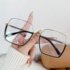 Vintage Anti Blue Light Glasses for Women Fashion Large Frame Metal Eyewear No Degree Glasses Frame Computer Goggles