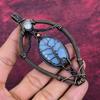 Tree Of Life Angelite Gemstone Pendant Rainbow Moonstone Pendant Copper Wire Wrapped Pendant