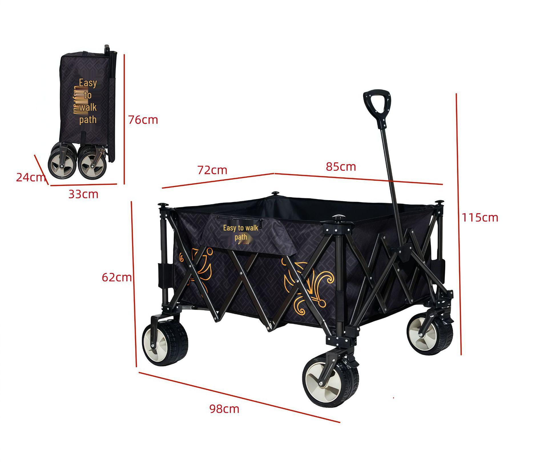 

Compact Folding Children s Hand-Pull Cart with Extendable Handle - Perfect for Camping, Picnics, and Easy Outdoor Storage. чёрный