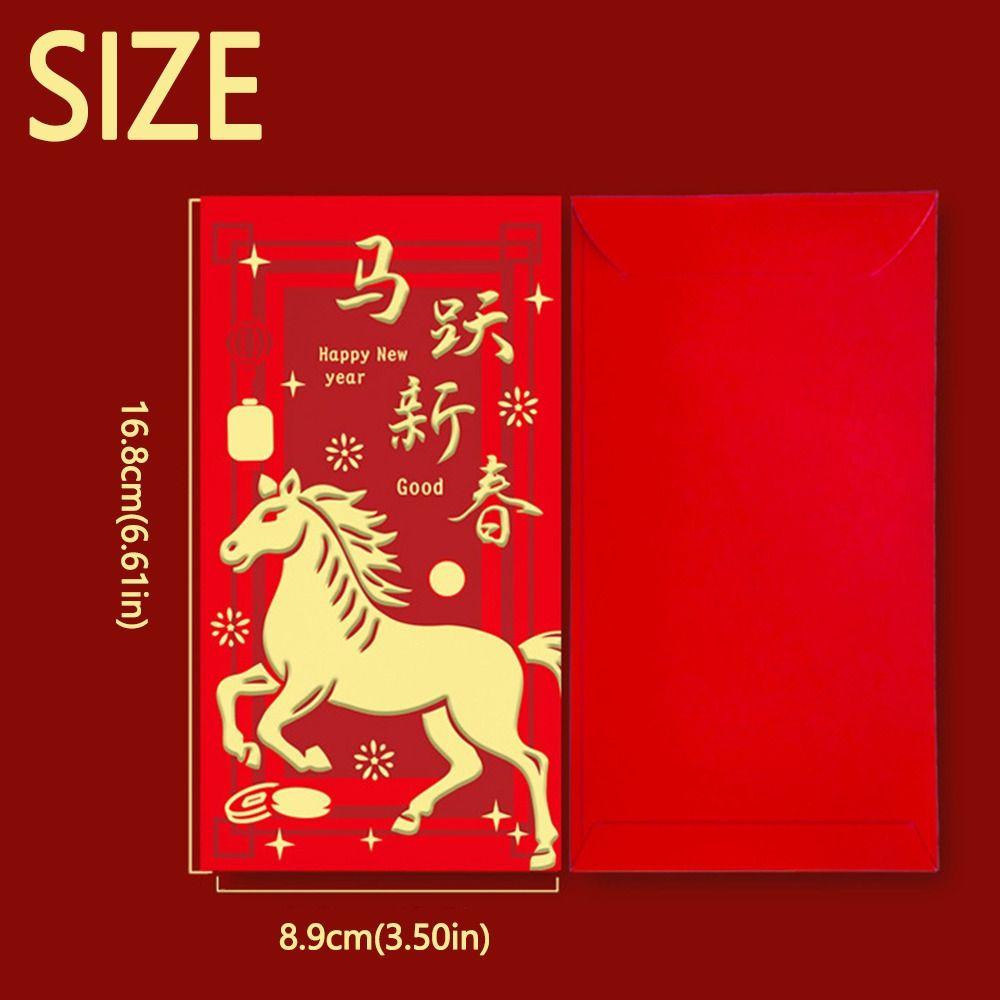 6Pcs/Set Horse Year Spring Festival Red Envelopes Traditional Red Pocket  Spring Festival