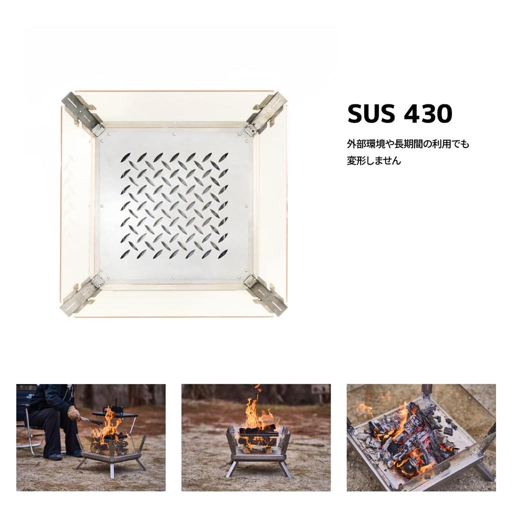 CAMVIL Jellyfish Fire Pit with Glass Stainless Easy Compact Air Flow Ash Stylish Storage Bag Included HAEPARI2.0 Window, Steel, Heat-Resistant Glass,
